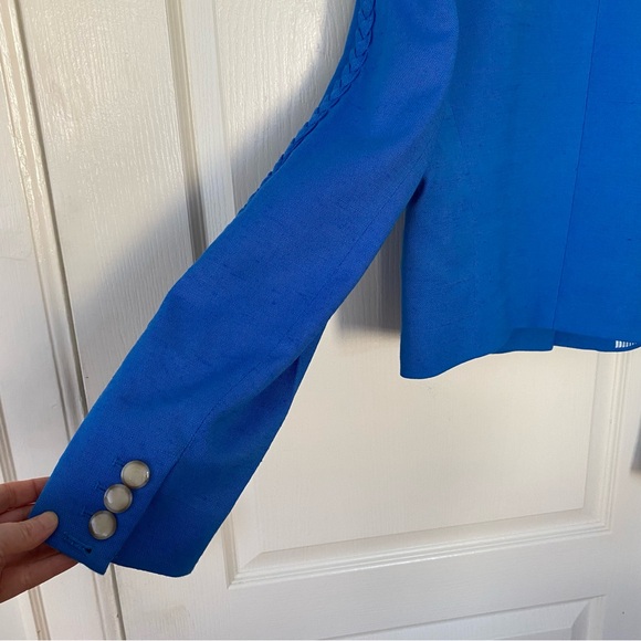 $598 NWOT Veronica Beard Behren Cropped Woven Blazer Jacket in Azure Blue Sz 6 - Picture 10 of 15